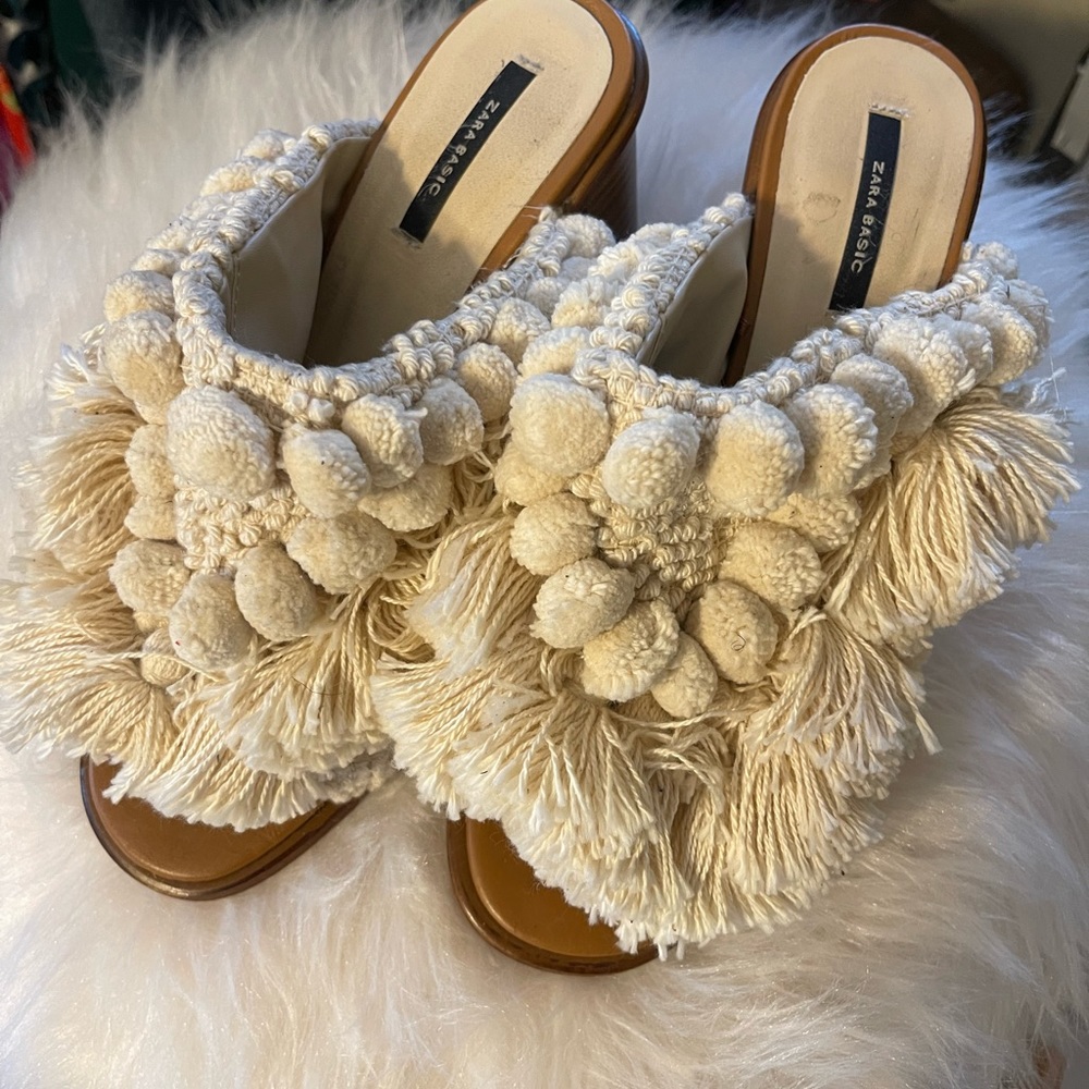 Zara Pom Pom mules